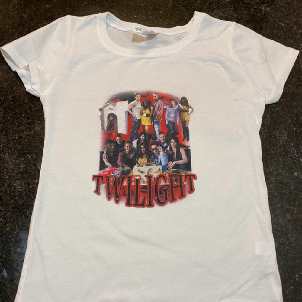 Jersey Shore Twilight Tee, Y2K Grunge Ironic Funny Baby Tee